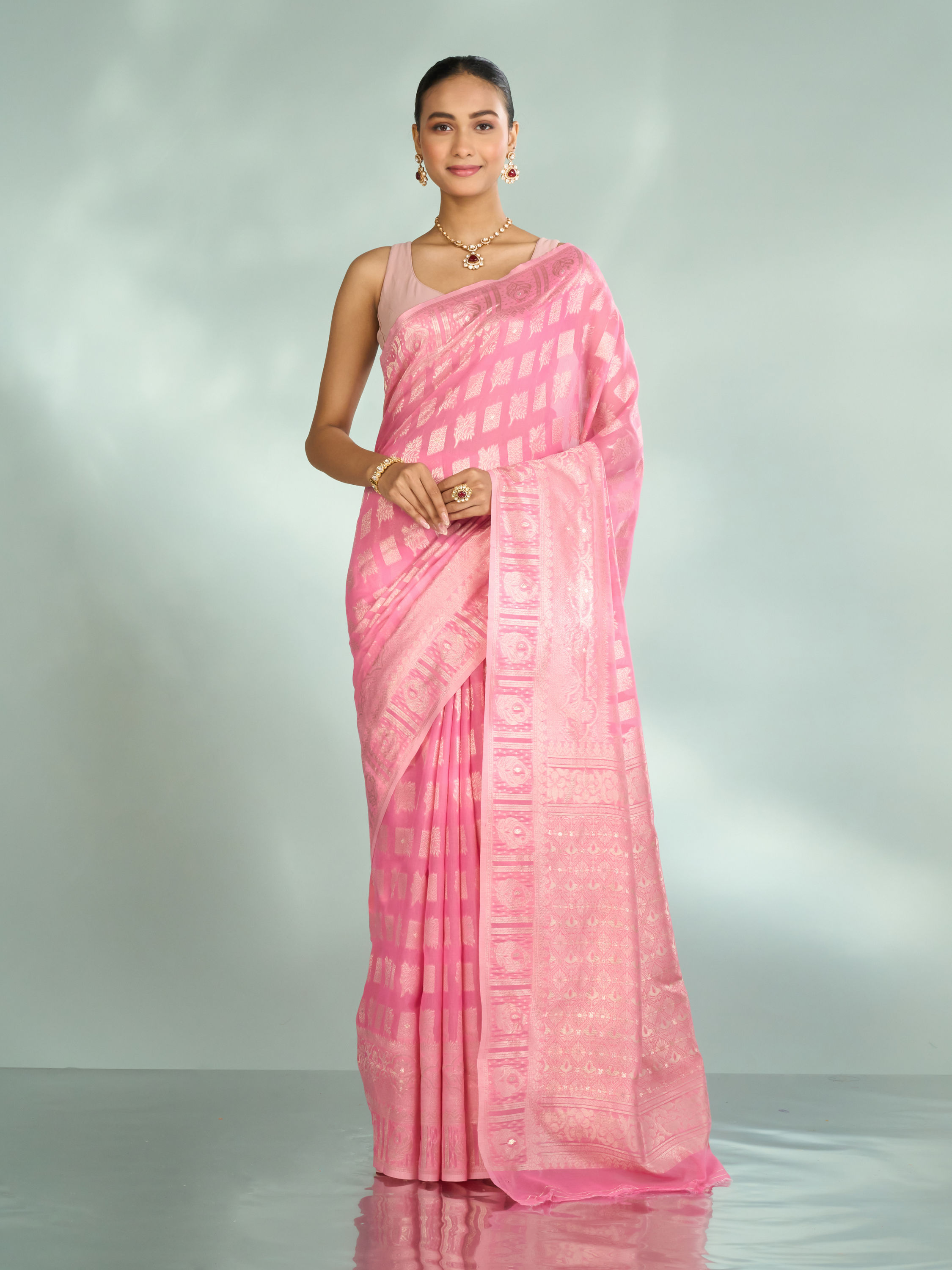 Mohey Women Eternal Pink Elegance Saree