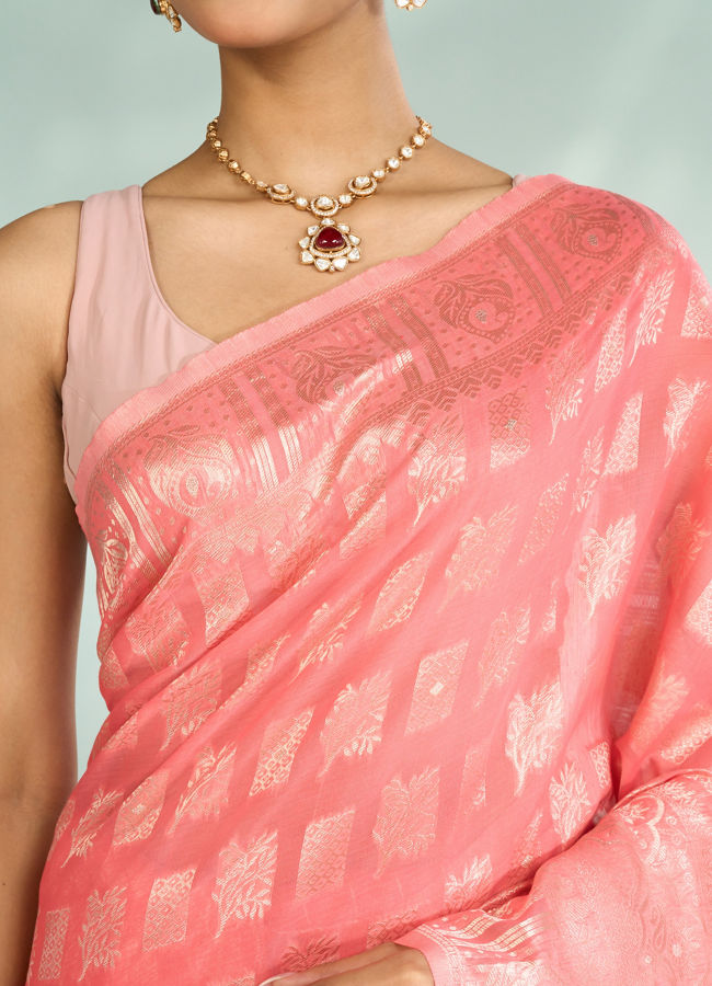 Mohey Women Pink Aesthetic Saree