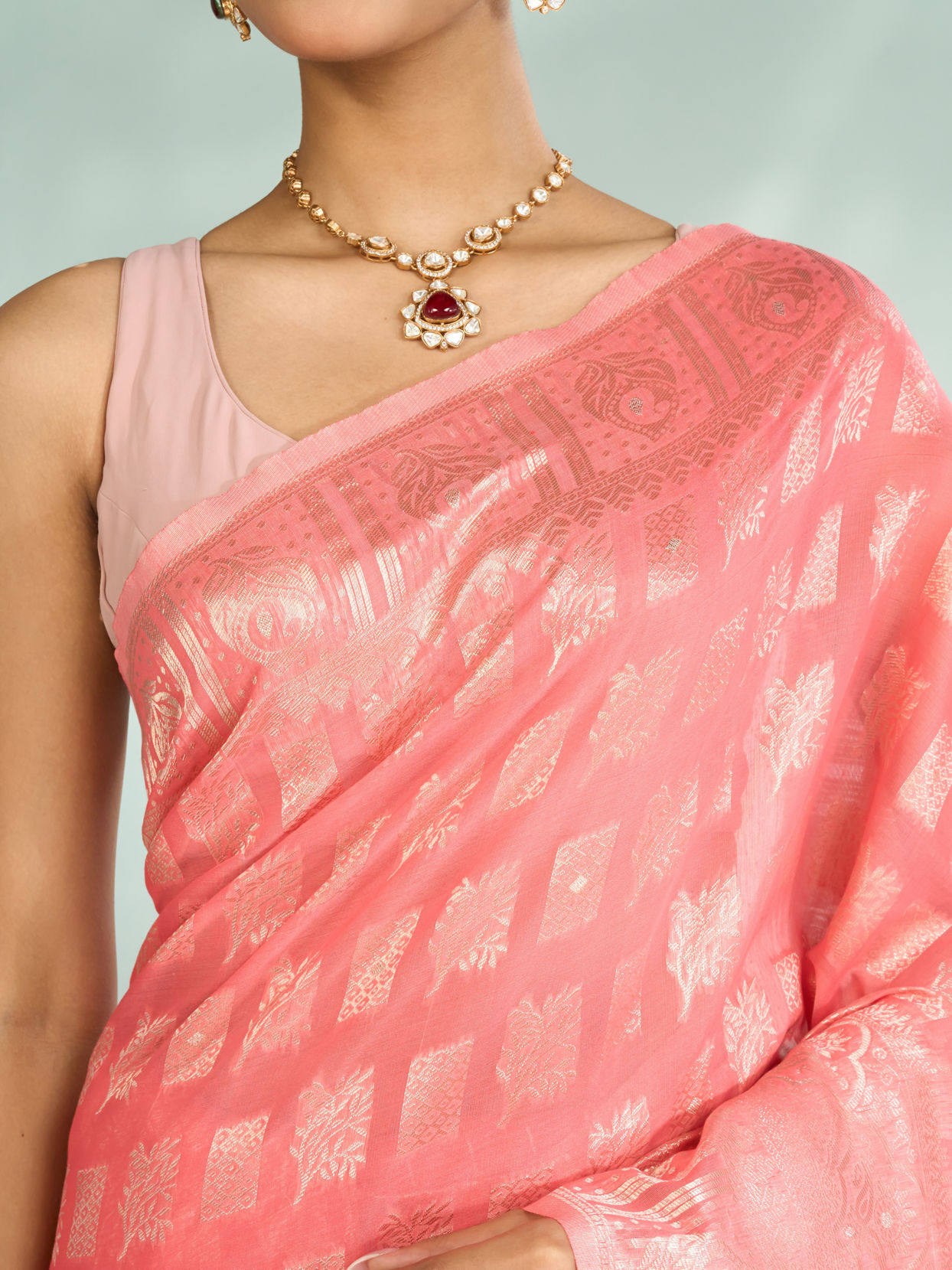 Mohey Women Pink Aesthetic Saree