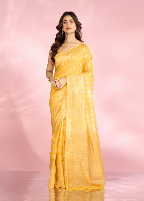 Mohey Women Sunny Yellow Elegance Saree