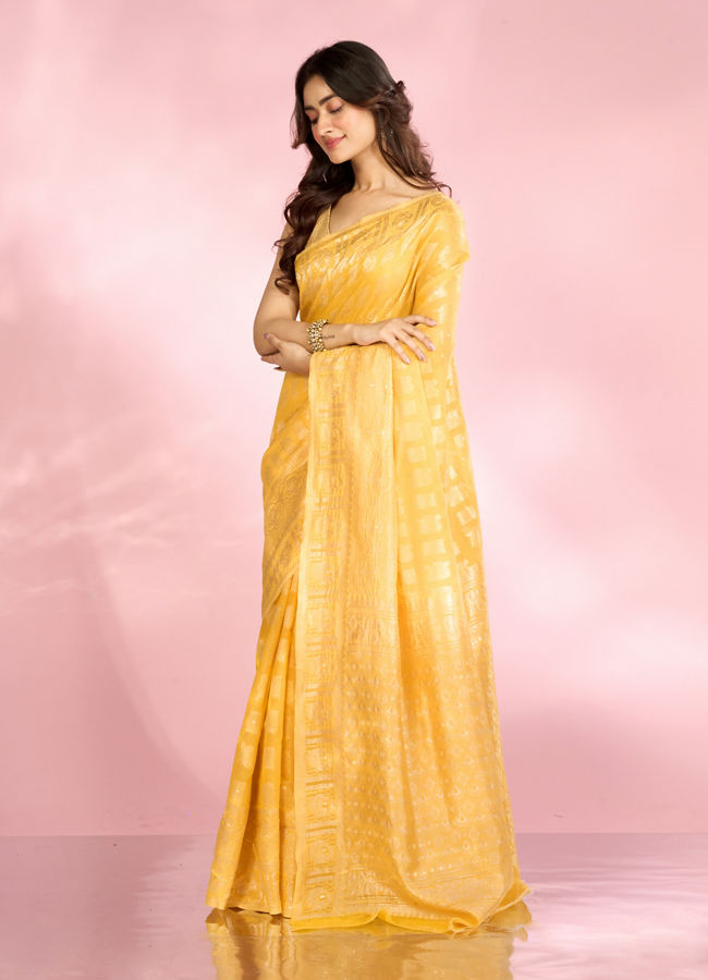 Mohey Women Sunny Yellow Elegance Saree