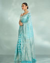 Mohey Women Luminous Light Blue Splendor Saree