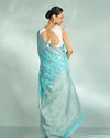 Mohey Women Luminous Light Blue Splendor Saree