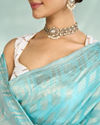 Mohey Women Luminous Light Blue Splendor Saree
