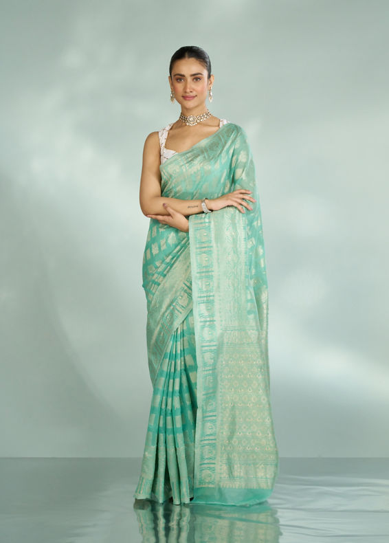Mohey Women Emerald Elegance Art Silk Saree