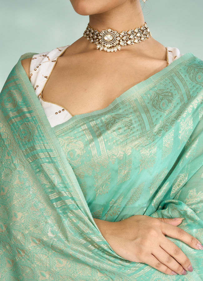 Mohey Women Emerald Elegance Art Silk Saree
