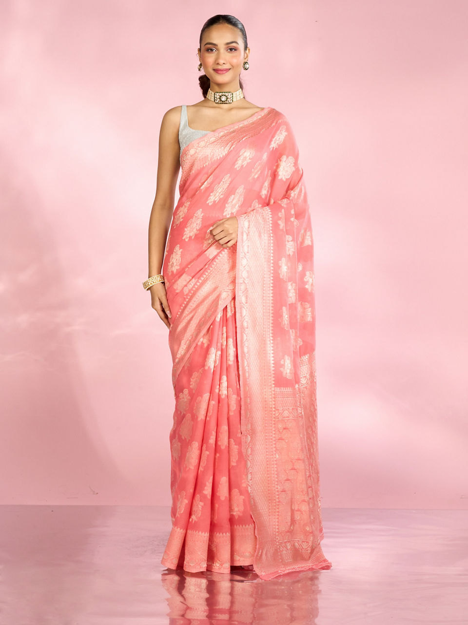 Mohey Women Gajree Pink Festive Saree