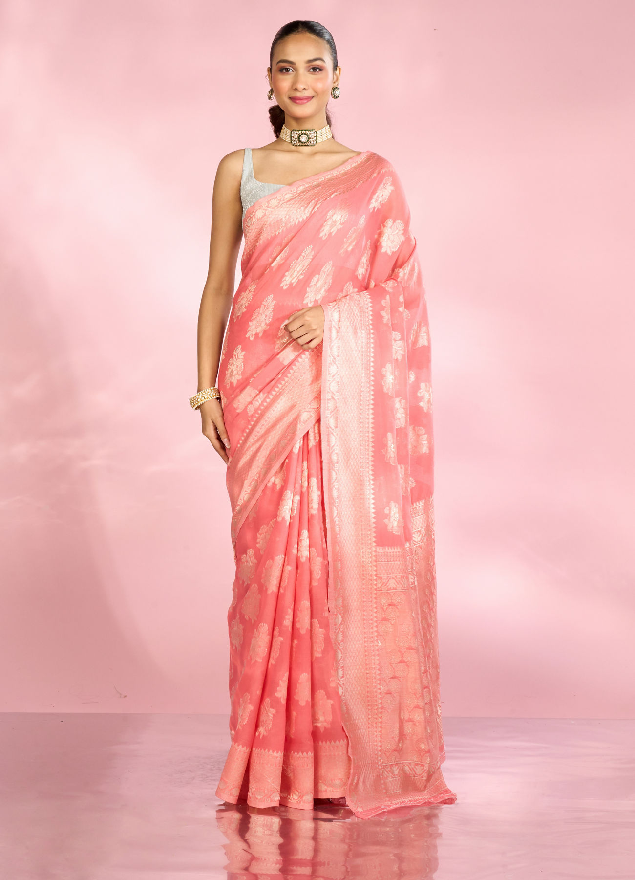 Mohey Women Gajree Pink Festive Saree