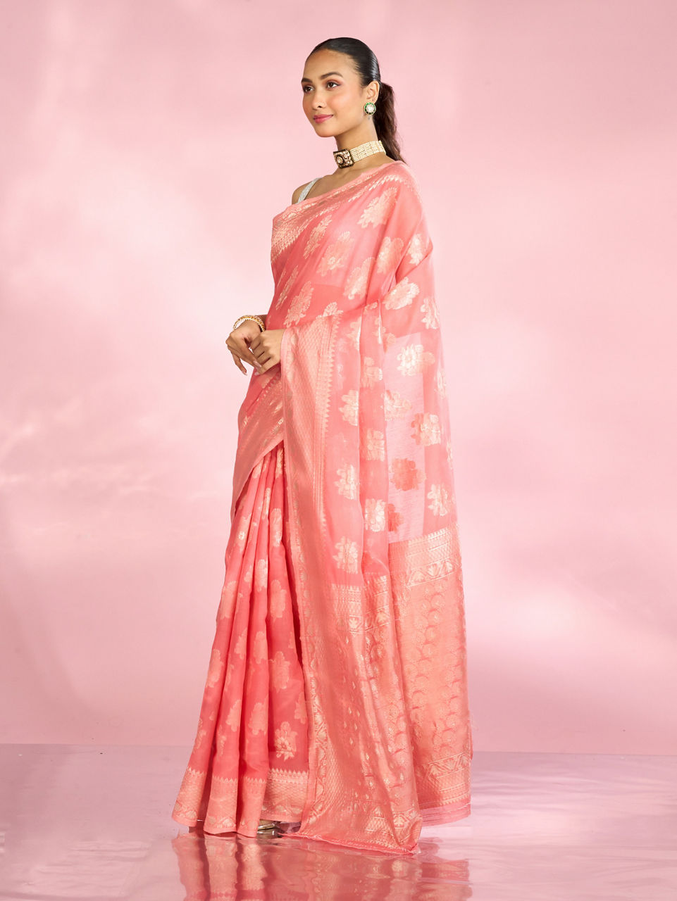 Mohey Women Gajree Pink Festive Saree