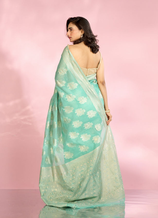 Mohey Women Sea Green Enchantress Saree
