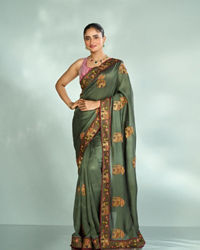 Mohey Women Pistachio Festive Elegance Saree