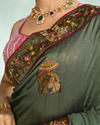 Mohey Women Pistachio Festive Elegance Saree