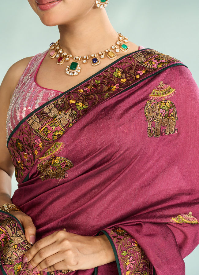 Mohey Women Elegant Pink Saree