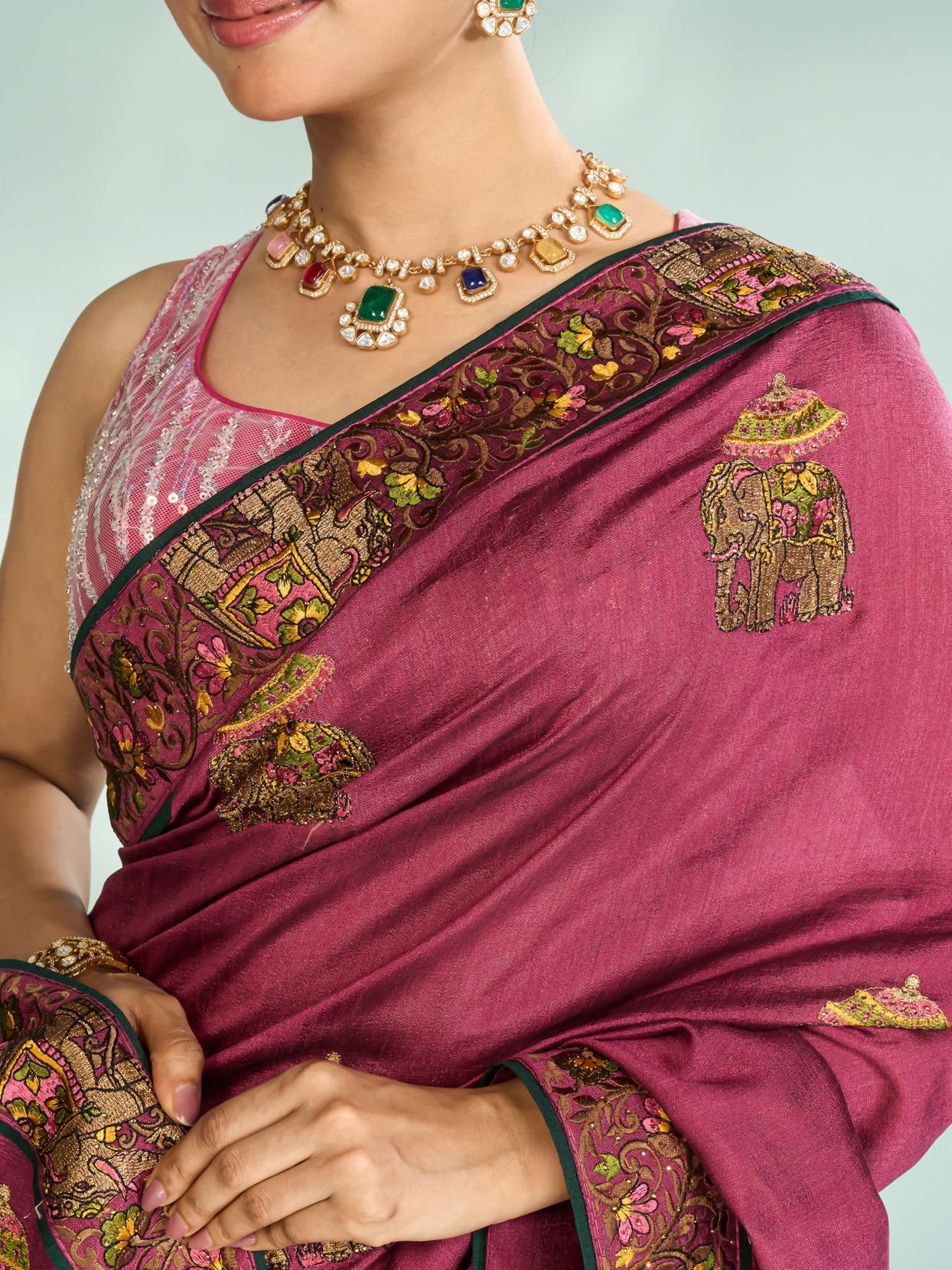 Mohey Women Elegant Pink Saree
