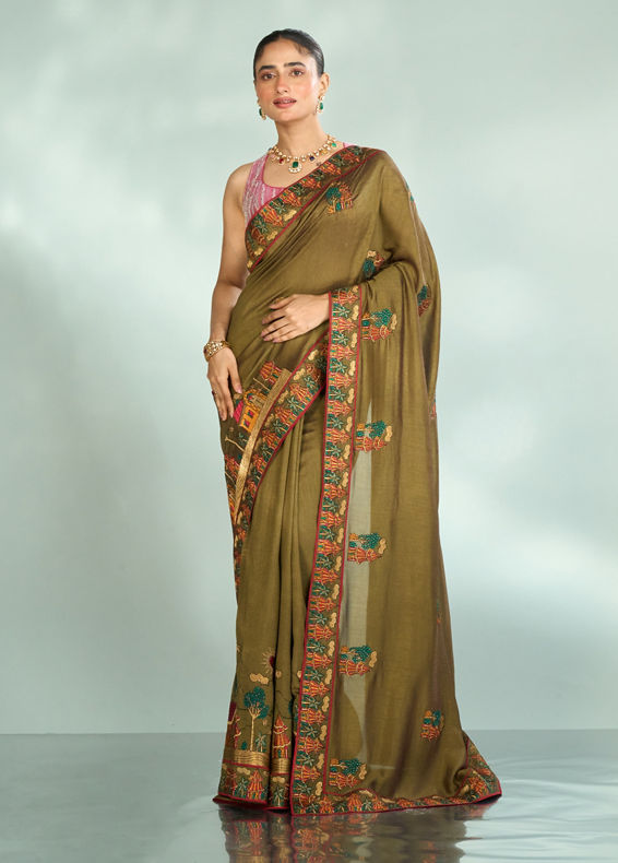 Mohey Women Emerald Radiance Saree