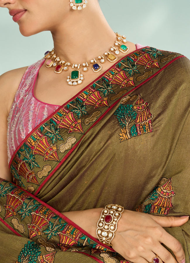 Mohey Women Emerald Radiance Saree