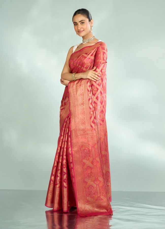 Mohey Women Royal Pink Elegance Saree