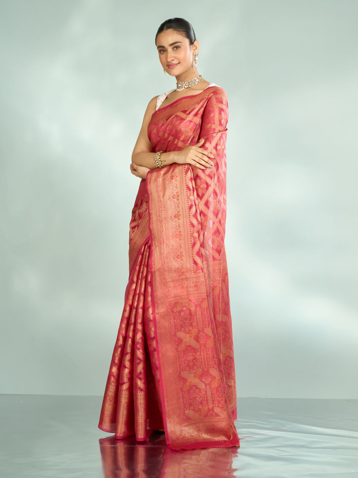 Mohey Women Royal Pink Elegance Saree