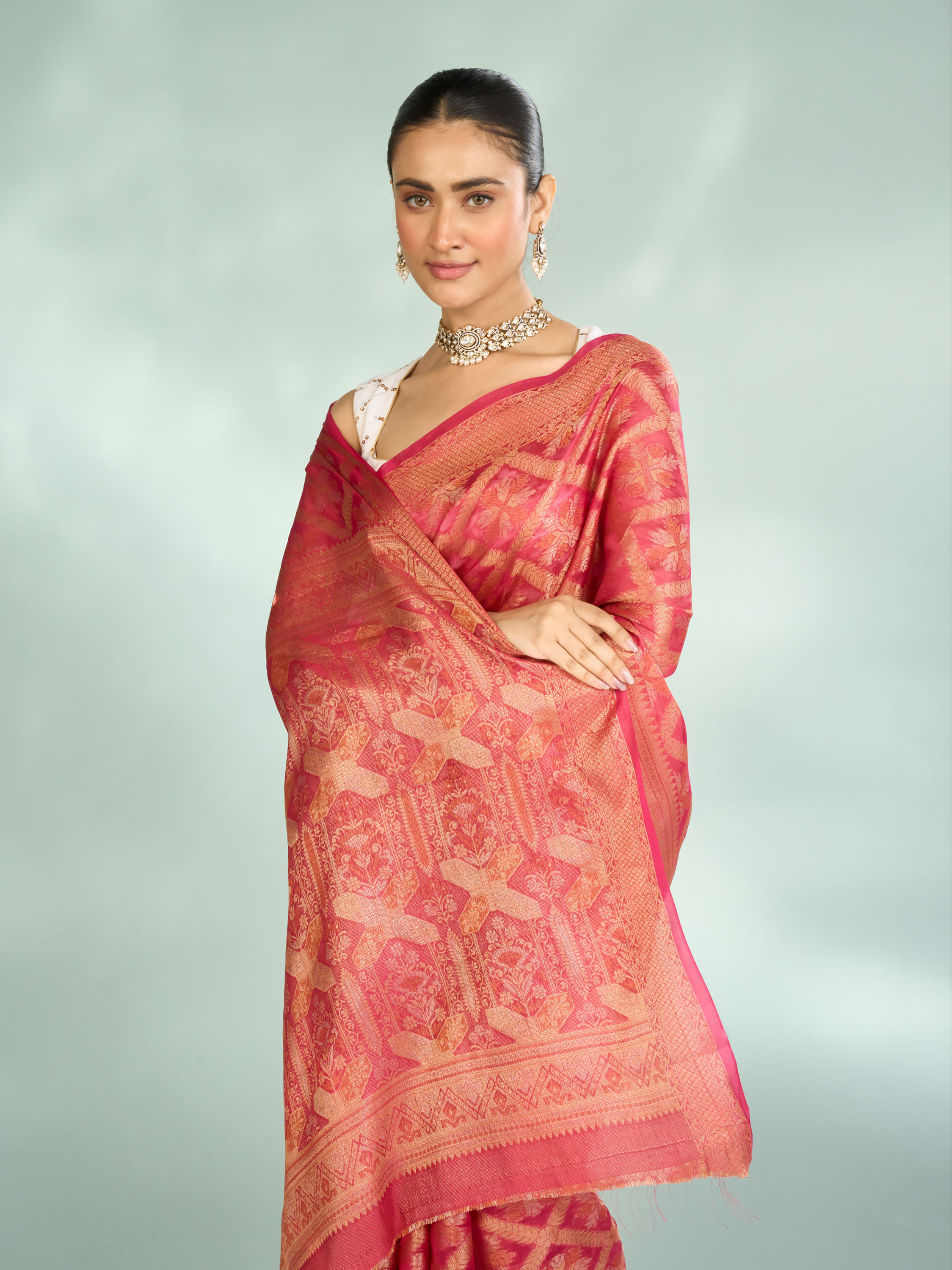Mohey Women Royal Pink Elegance Saree