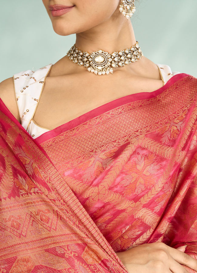 Mohey Women Royal Pink Elegance Saree