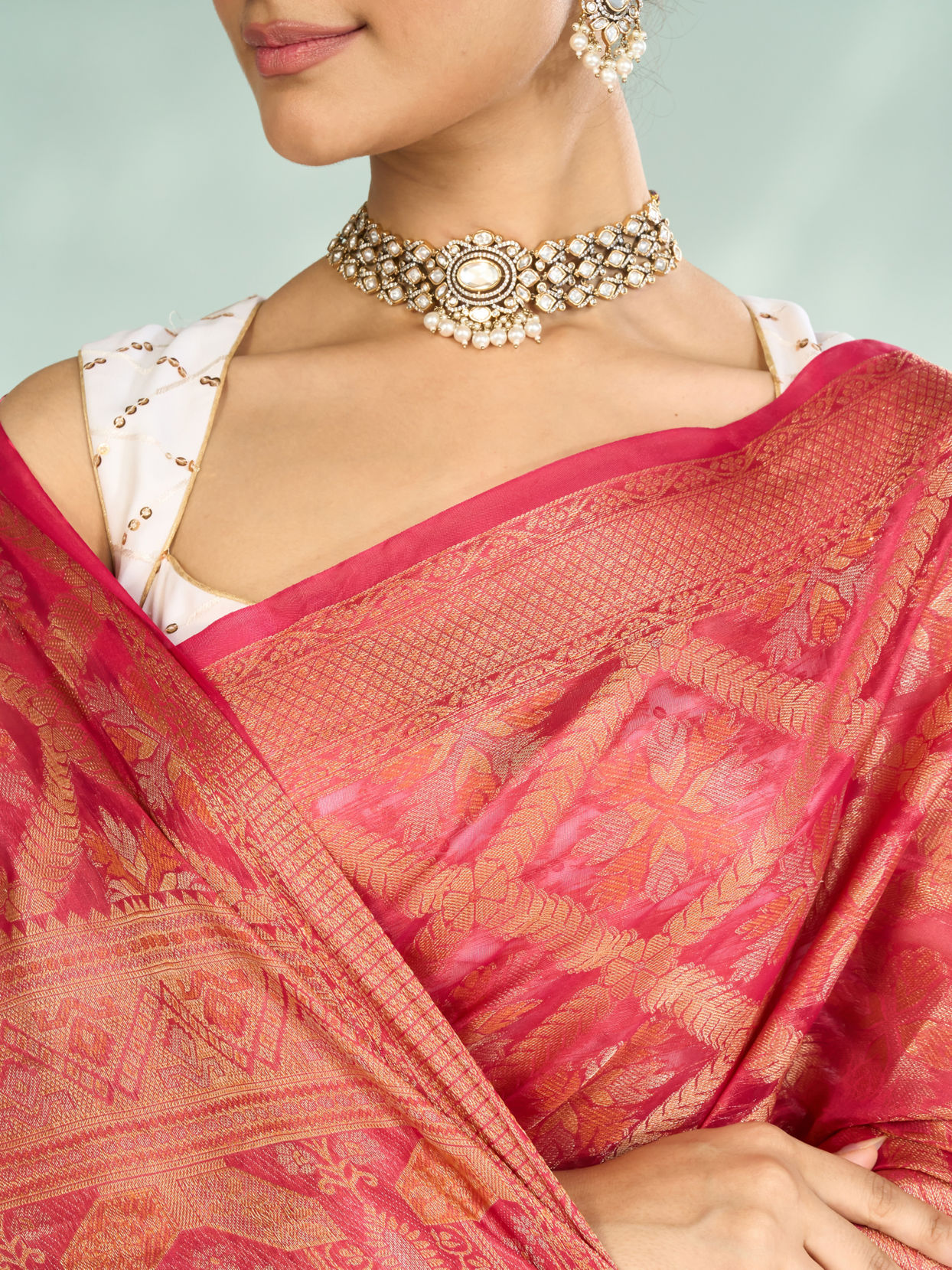 Mohey Women Royal Pink Elegance Saree