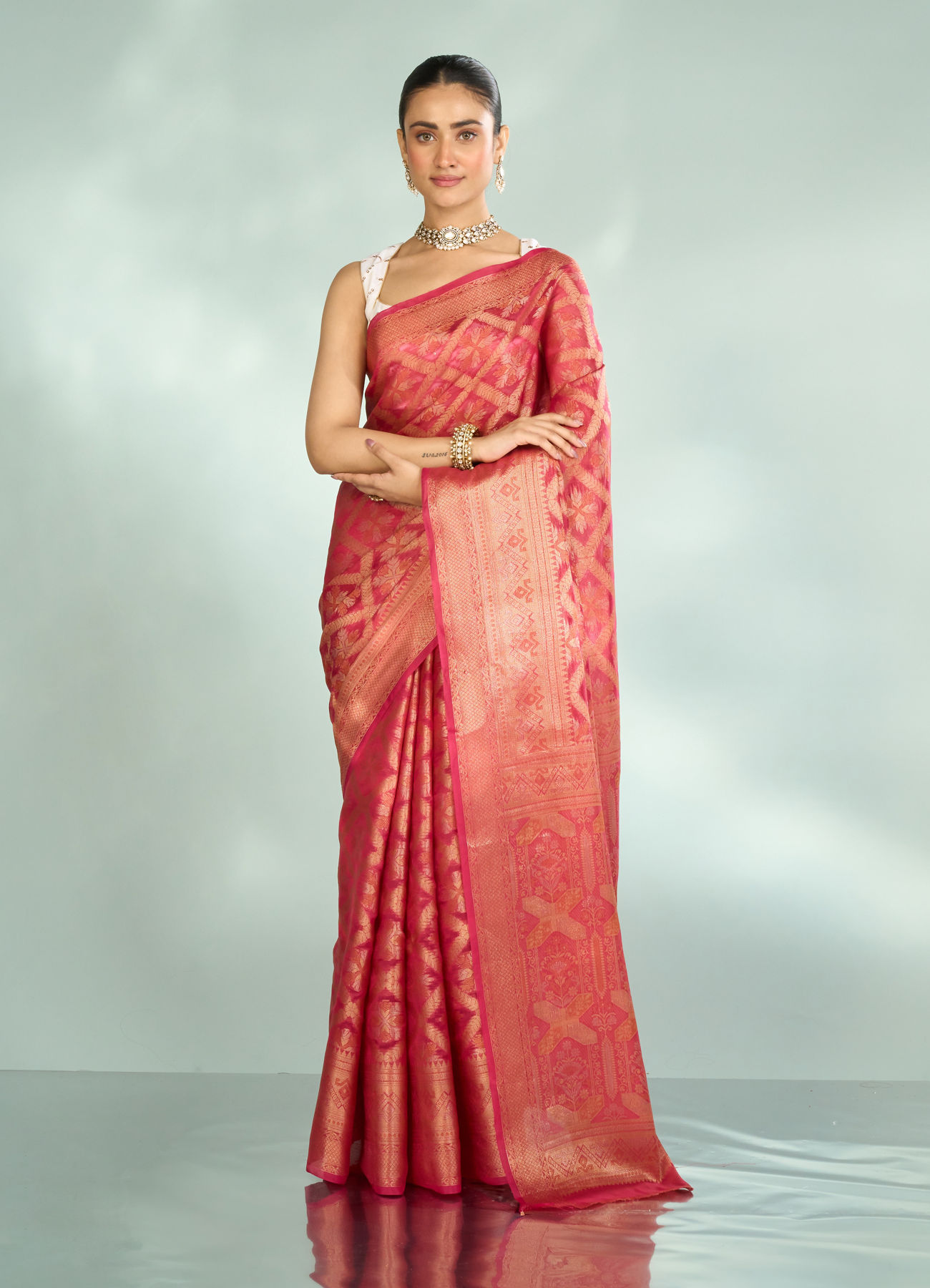 Mohey Women Royal Pink Elegance Saree