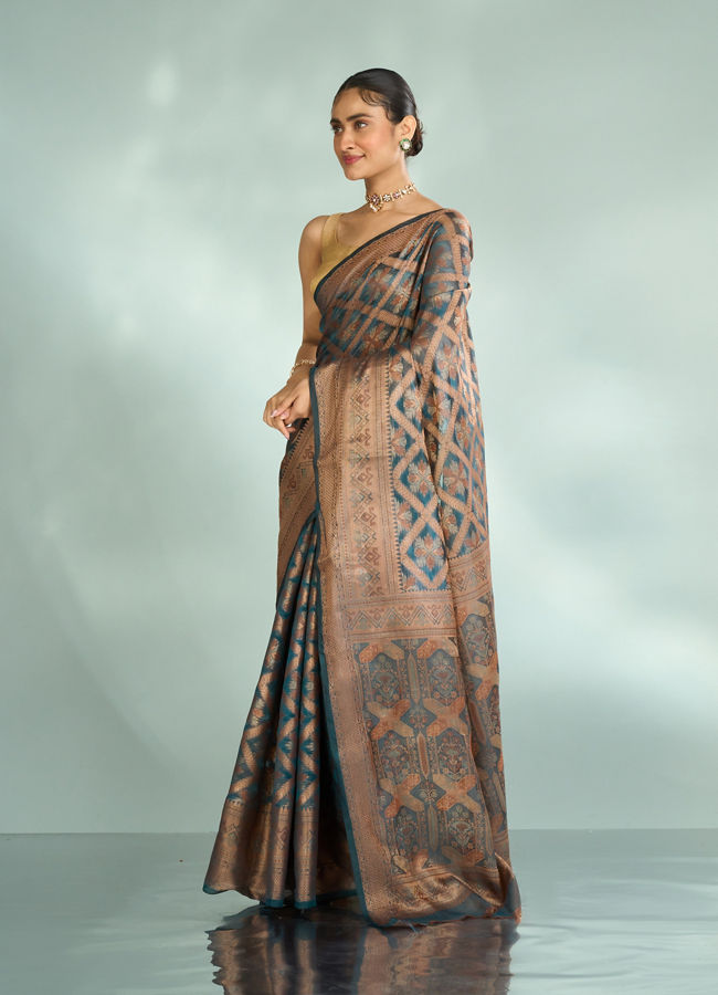 Mohey Women Blue Enchanted Elegance Saree
