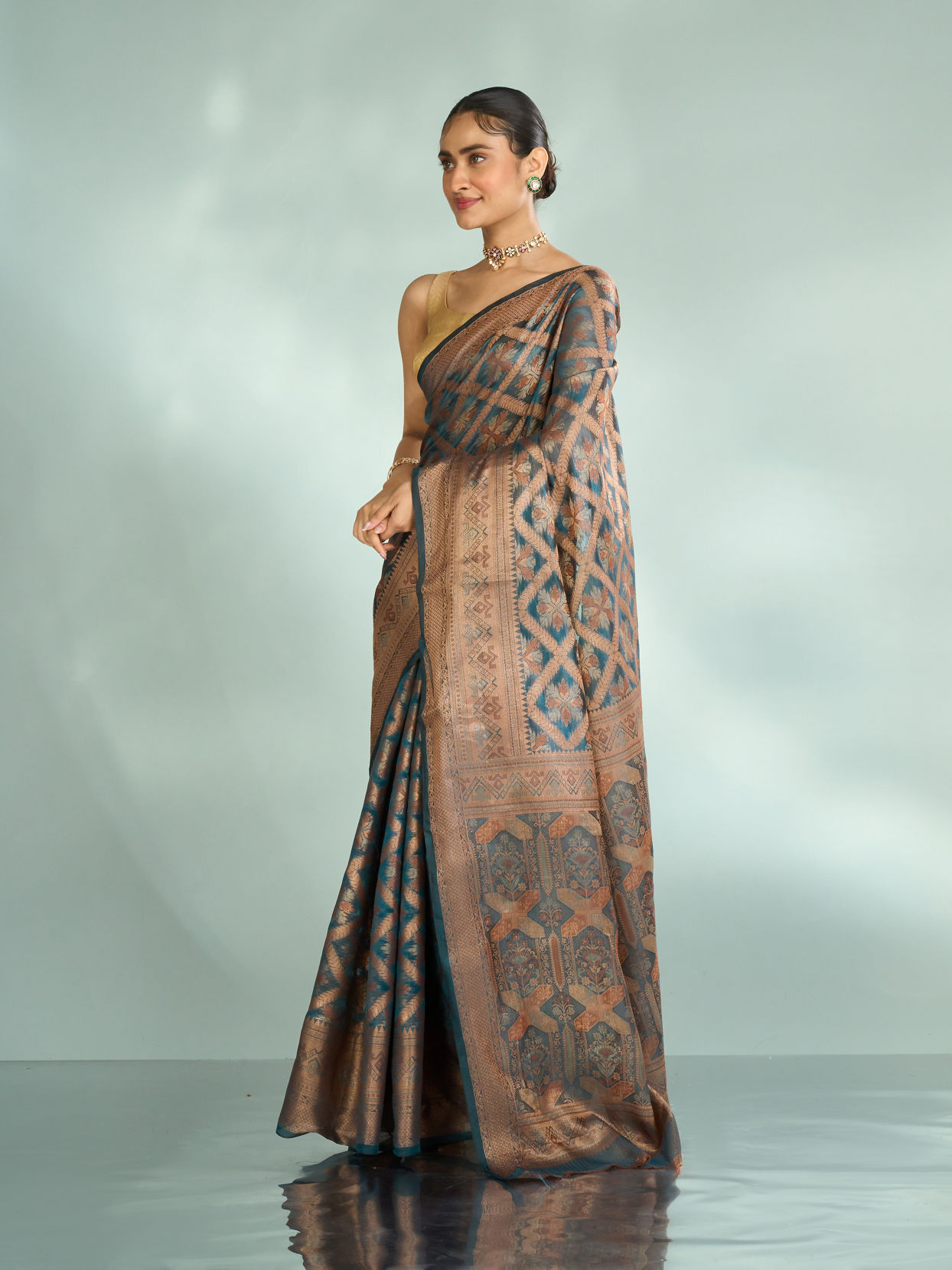 Mohey Women Blue Enchanted Elegance Saree