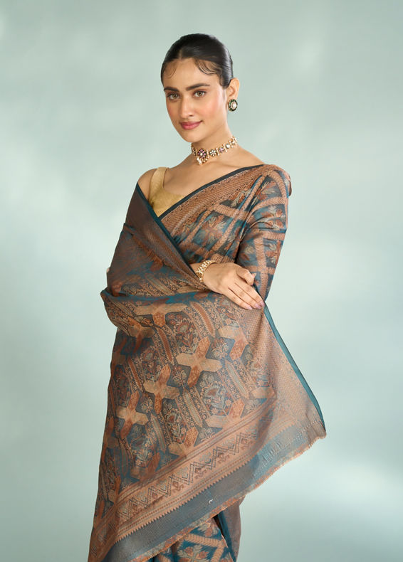 Mohey Women Blue Enchanted Elegance Saree