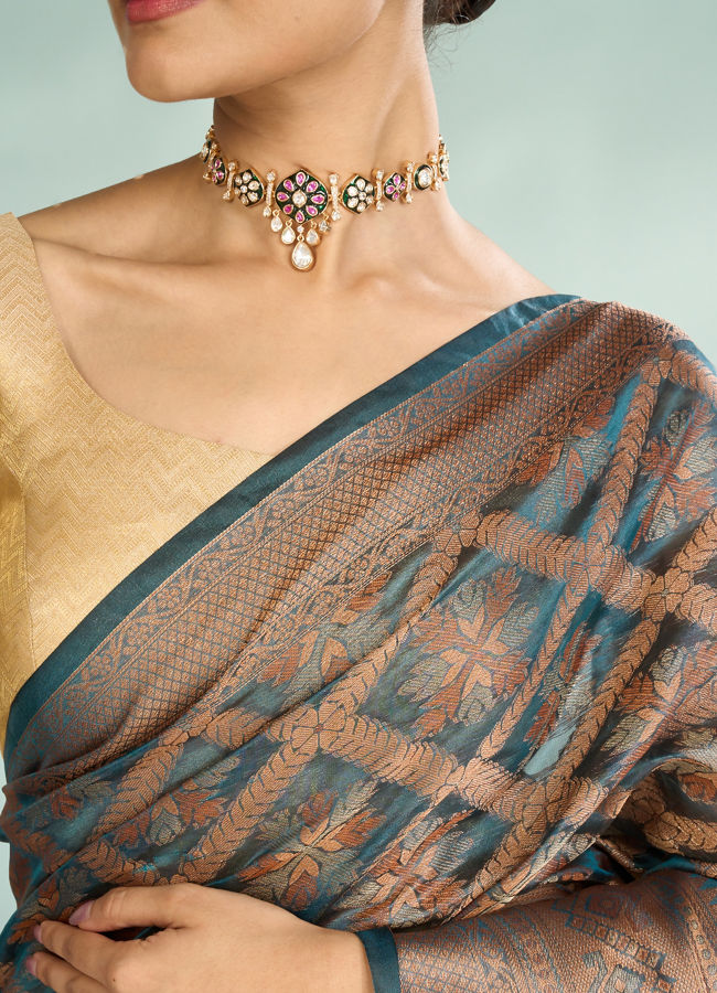 Mohey Women Blue Enchanted Elegance Saree