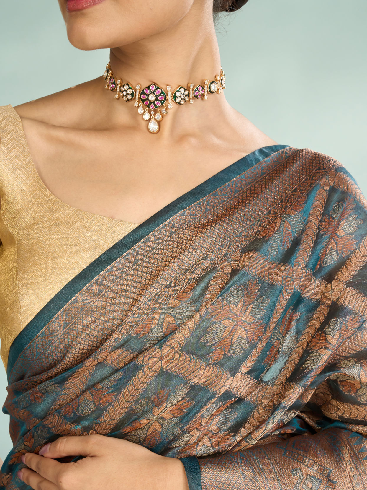 Mohey Women Blue Enchanted Elegance Saree