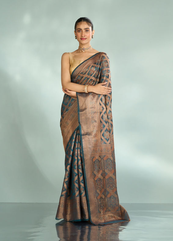 Mohey Women Blue Enchanted Elegance Saree