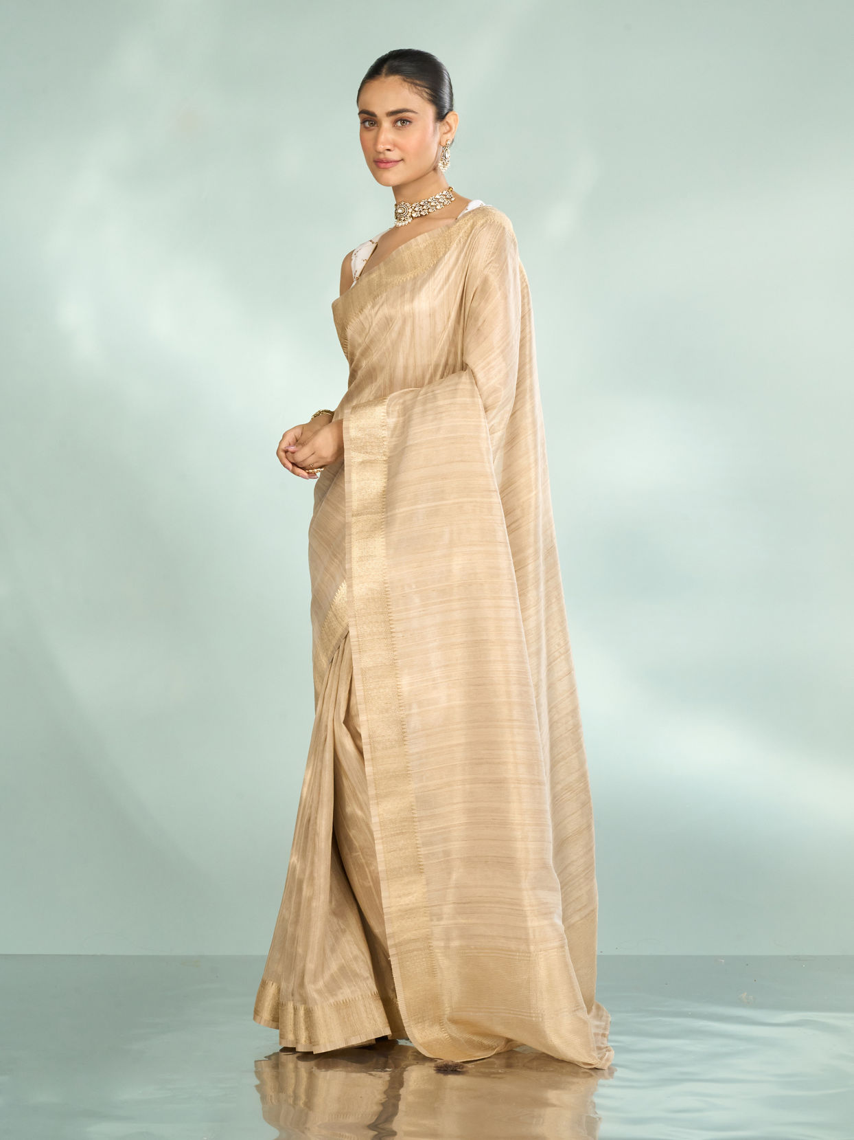 Mohey Women Fawn Festive Resplendence Banarasi Saree