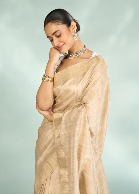 Mohey Women Fawn Festive Resplendence Banarasi Saree