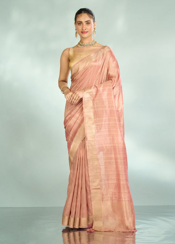 Mohey Women Elegant Pink Silk Saree