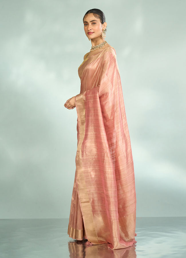 Mohey Women Elegant Pink Silk Saree