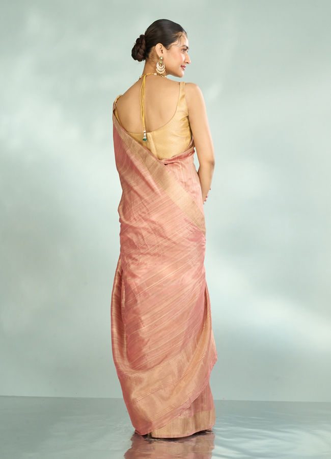 Mohey Women Elegant Pink Silk Saree