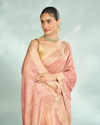 Mohey Women Elegant Pink Silk Saree