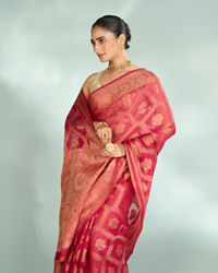 Mohey Women Pink Synthesis Silk Saree