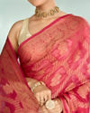 Mohey Women Pink Synthesis Silk Saree