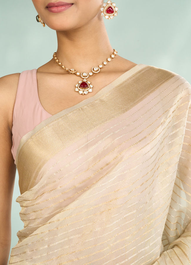 Mohey Women Elegance Unveiled Cream Banarasi Saree