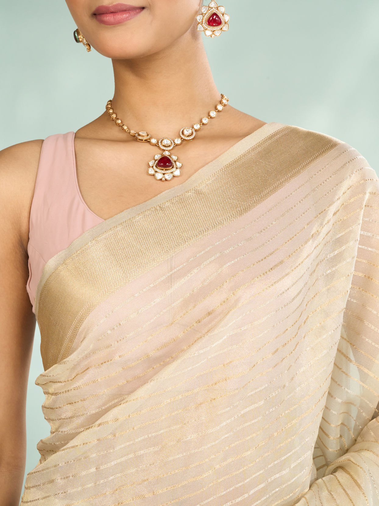 Mohey Women Elegance Unveiled Cream Banarasi Saree