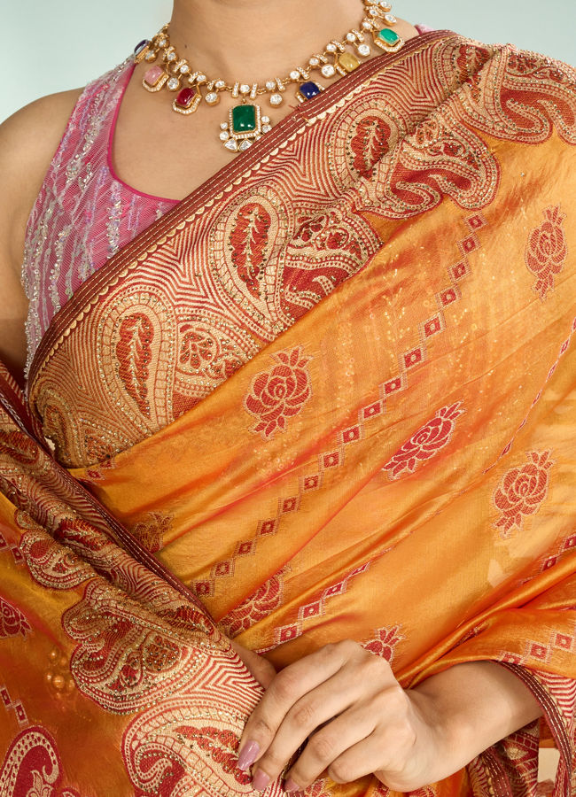 Mohey Women Mustard Yellow Festive Saree