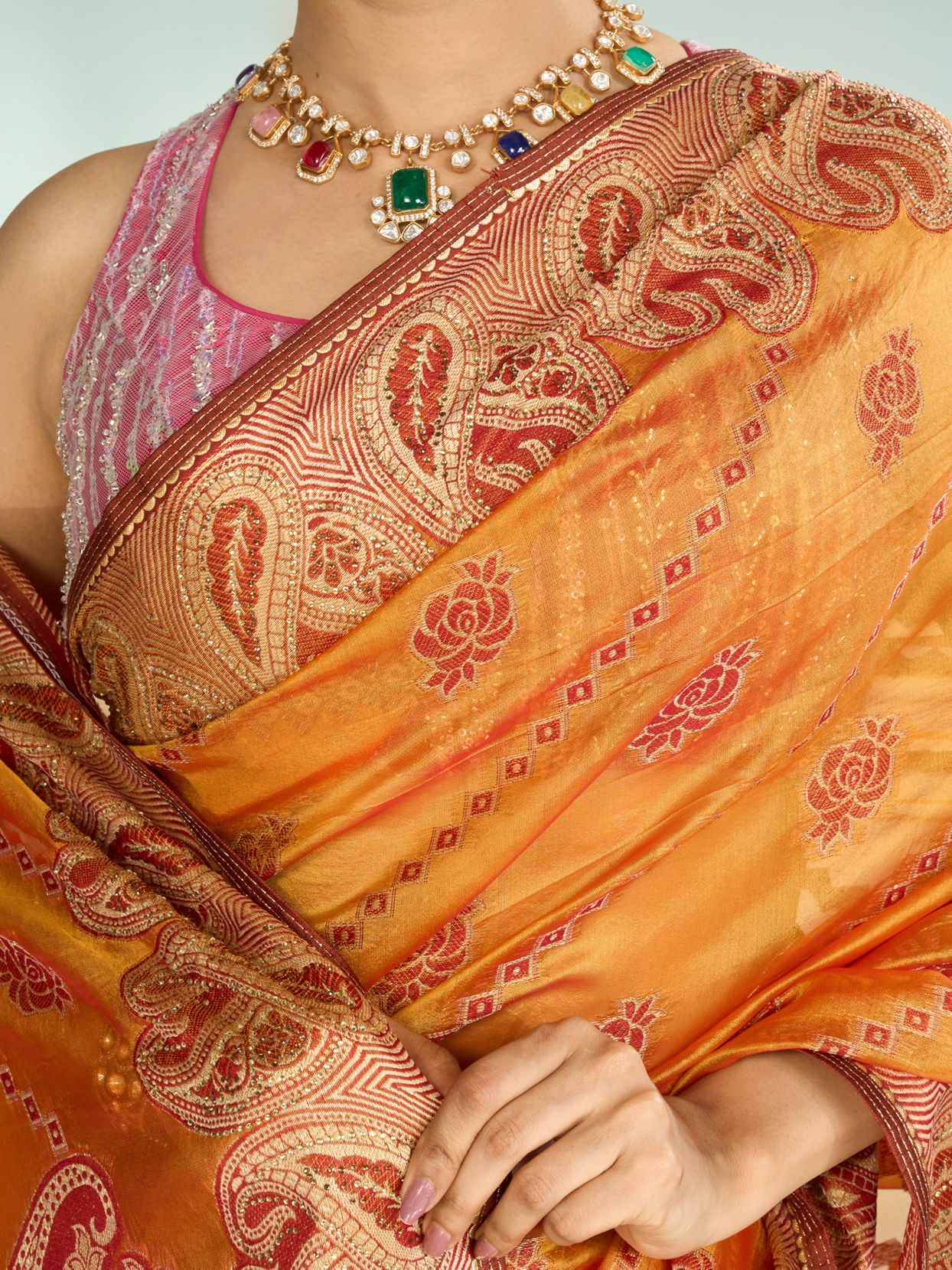 Mohey Women Mustard Yellow Festive Saree