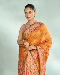 Mohey Women Mustard Yellow Festive Saree