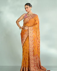 Mohey Women Mustard Yellow Festive Saree