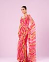 Mohey Women Elegant Pink Chiffon Saree