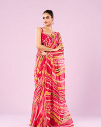 Mohey Women Elegant Pink Chiffon Saree