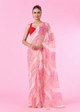 Mohey Women Radiant Rani Pink Chiffon Saree