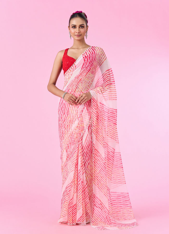 Mohey Women Radiant Rani Pink Chiffon Saree